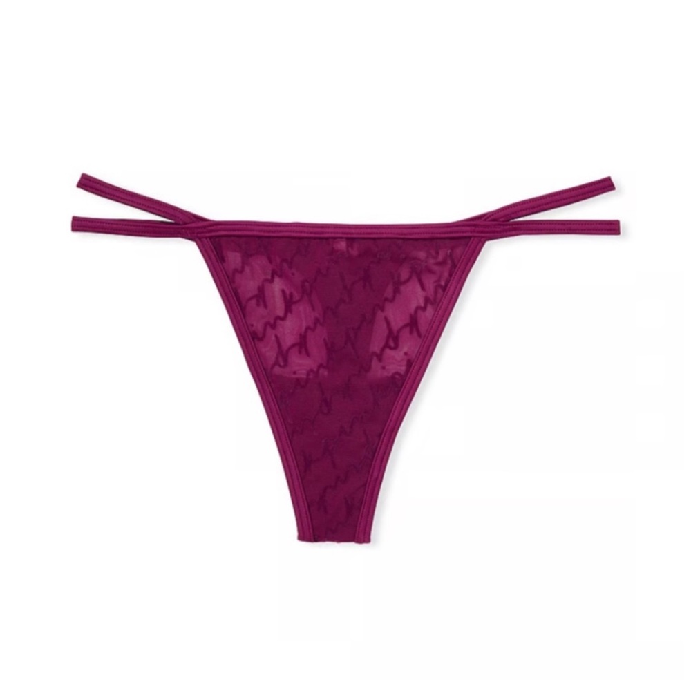 PINK Victoria's Secret Flocked Mesh Thong Underwear Panty